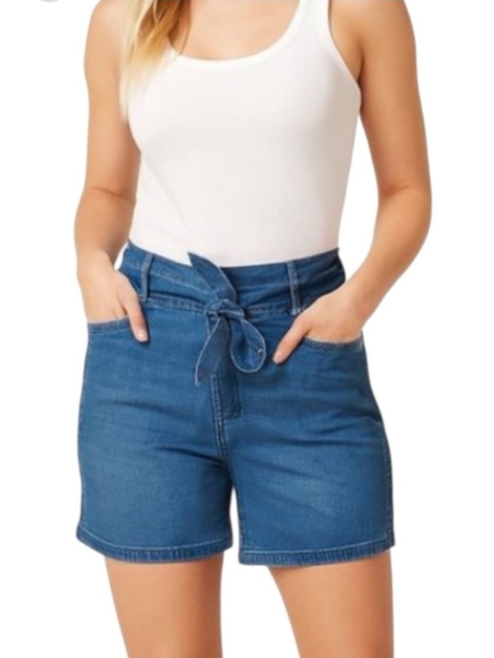 WHBM Women’s High-Rise Tie-Waist Denim Shorts